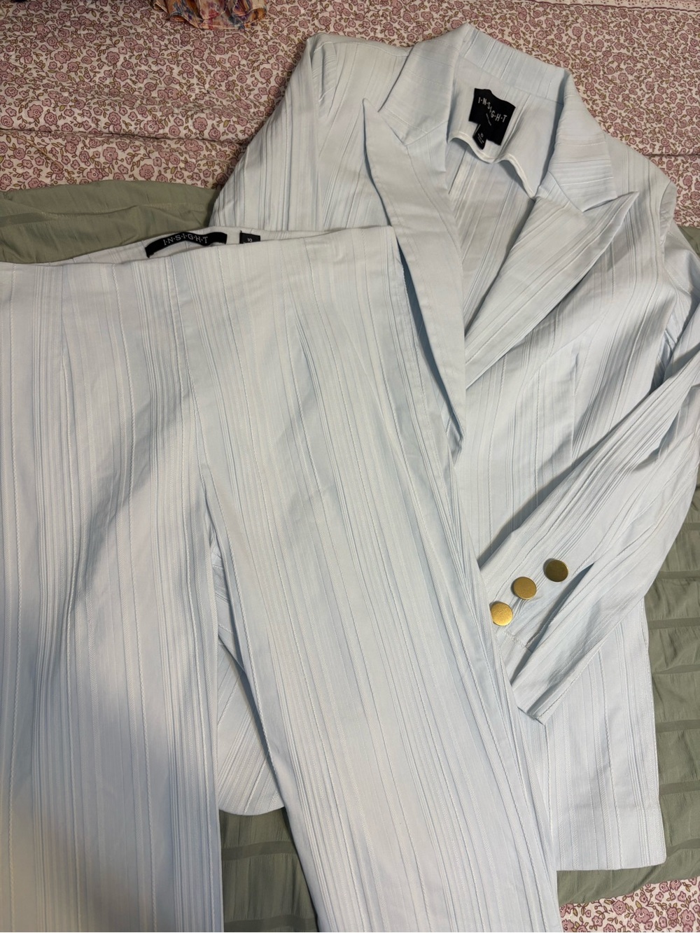 Insight Light Blue Pinstripe Blazer and Trousers with Gold Buttons